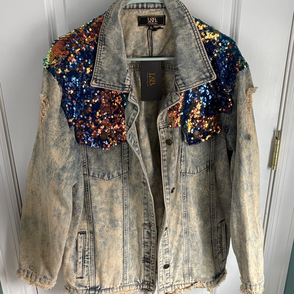 L&B Multicolor Sequin Jean Jacket